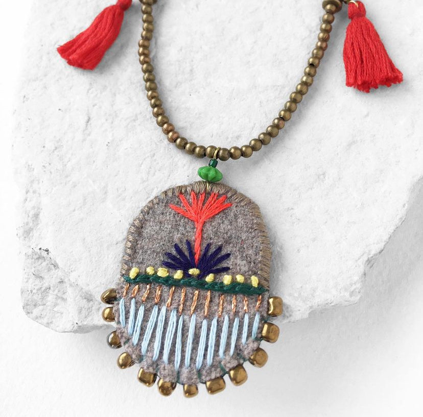 Africa Embroidered/Beaded Necklace