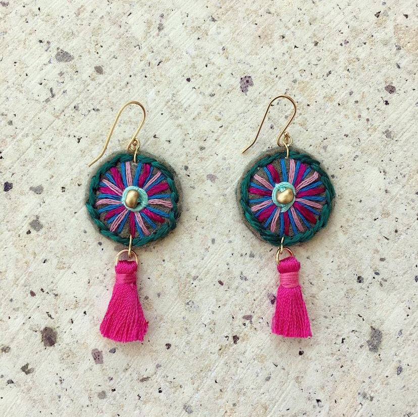 Budha Embroidered Felt Earrings