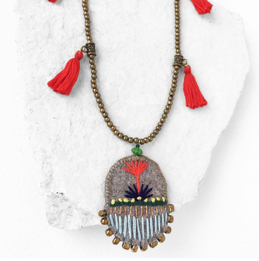 Africa Embroidered/Beaded Necklace