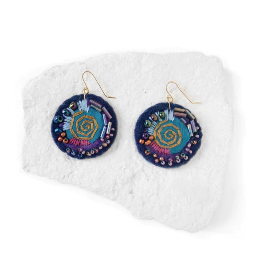 Om Embroidered Felt Earrings