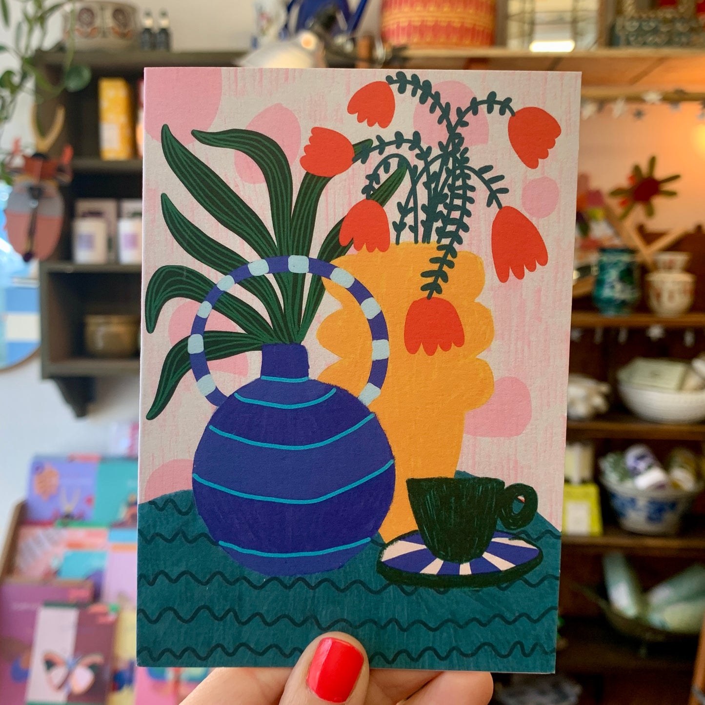 Tulips and Coffee Greeting Card