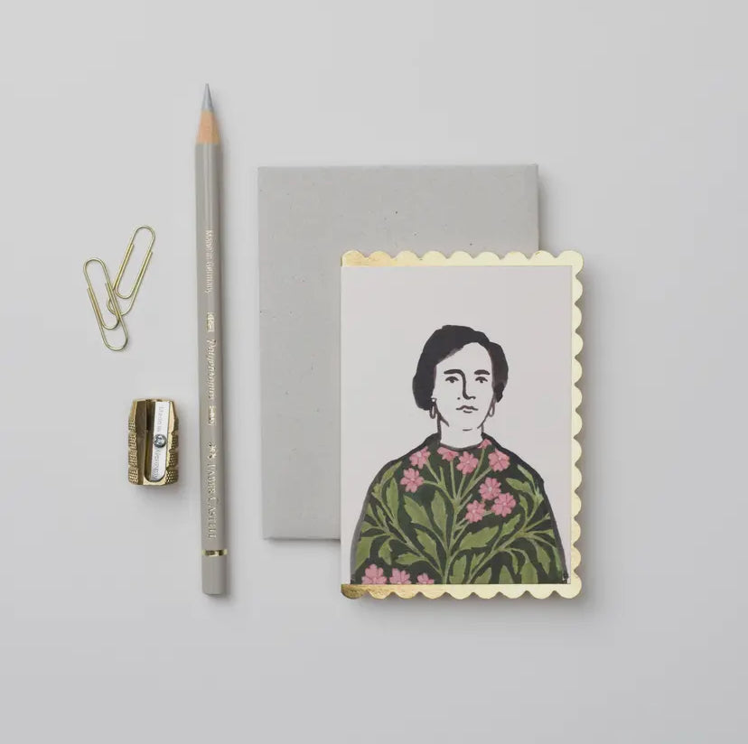 Woman in a Floral Dress Greeting Card