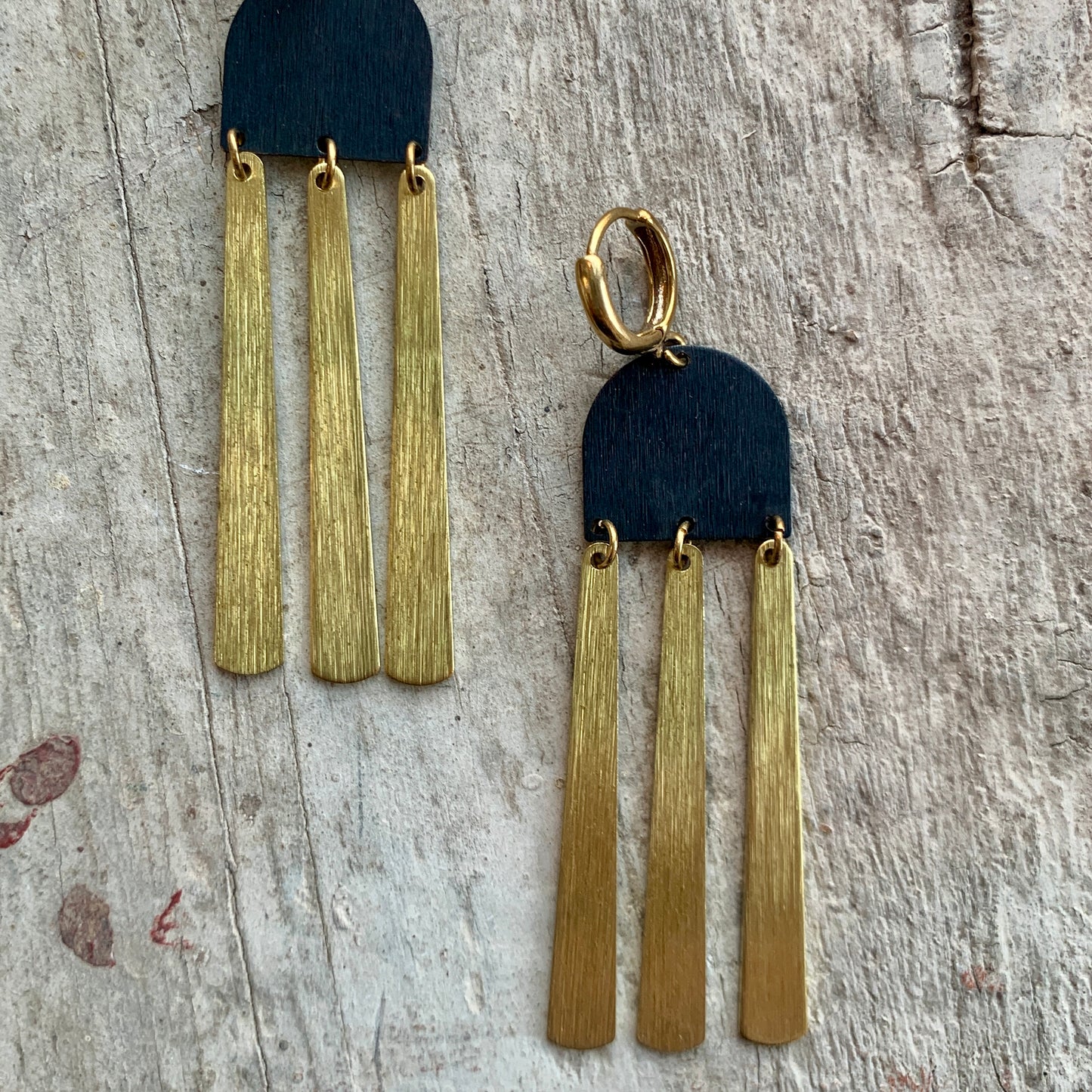 Brass/Oxidized Brass Earrings #12