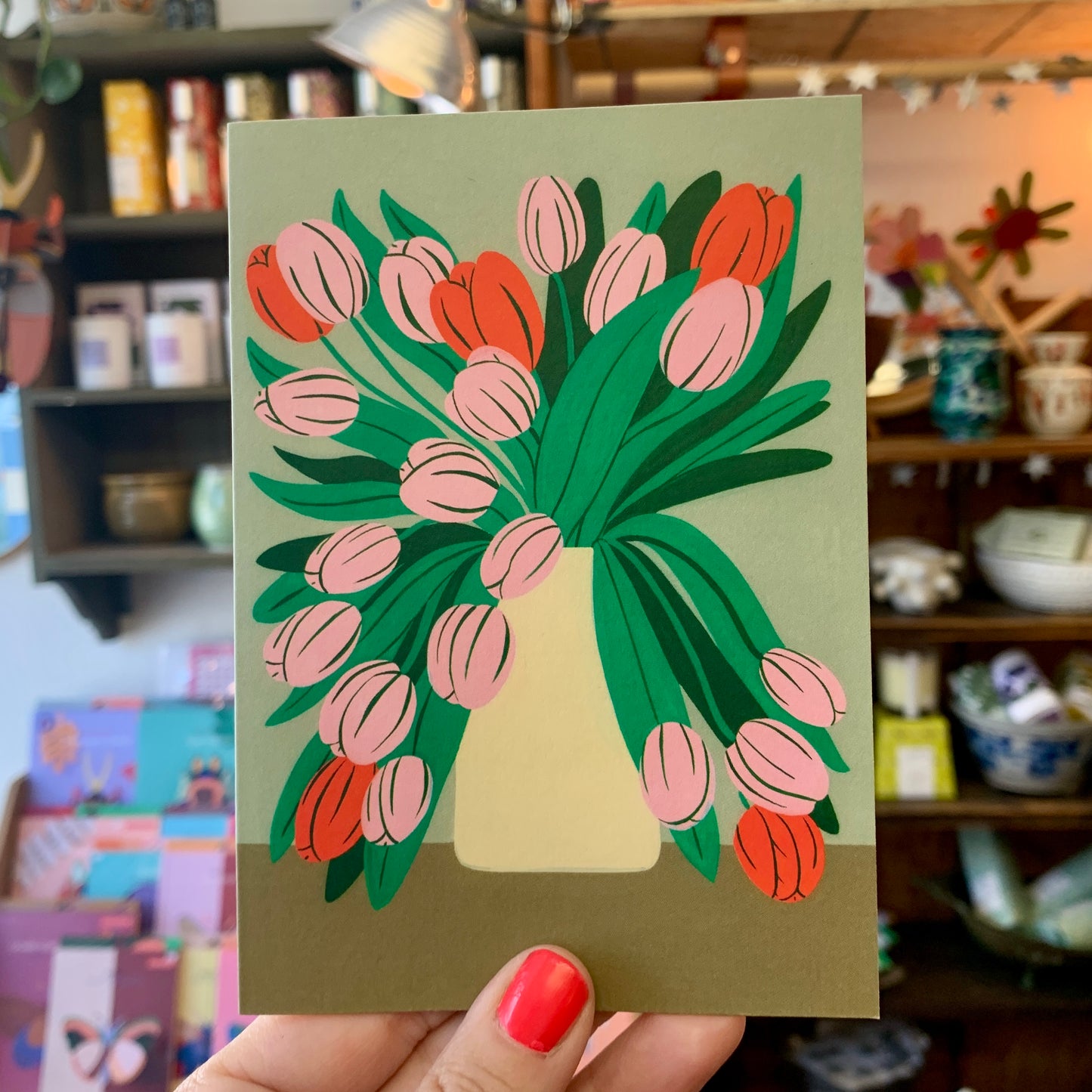 Pink Tulips Greeting Card