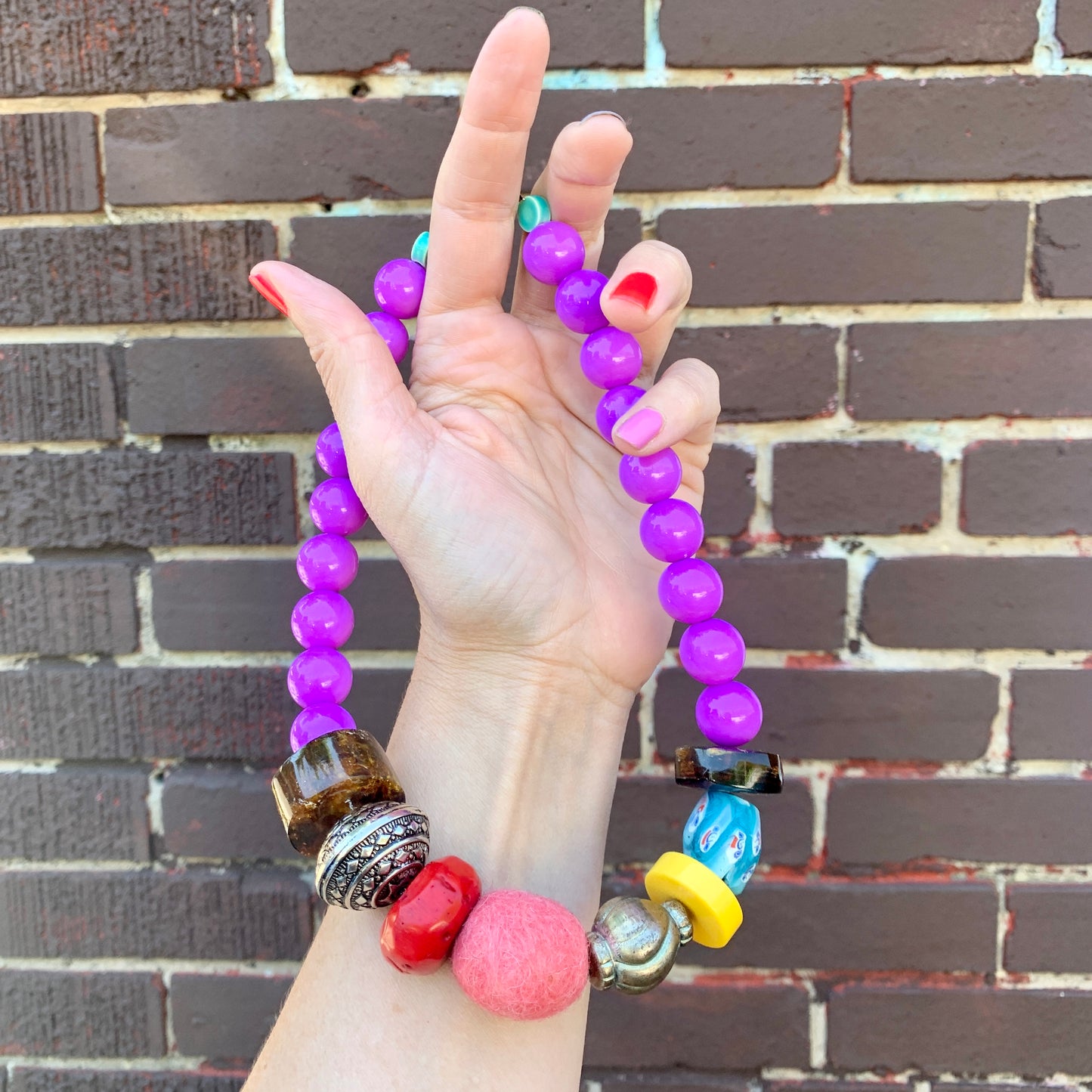 One of a Kind Treasure Necklace - Magenta