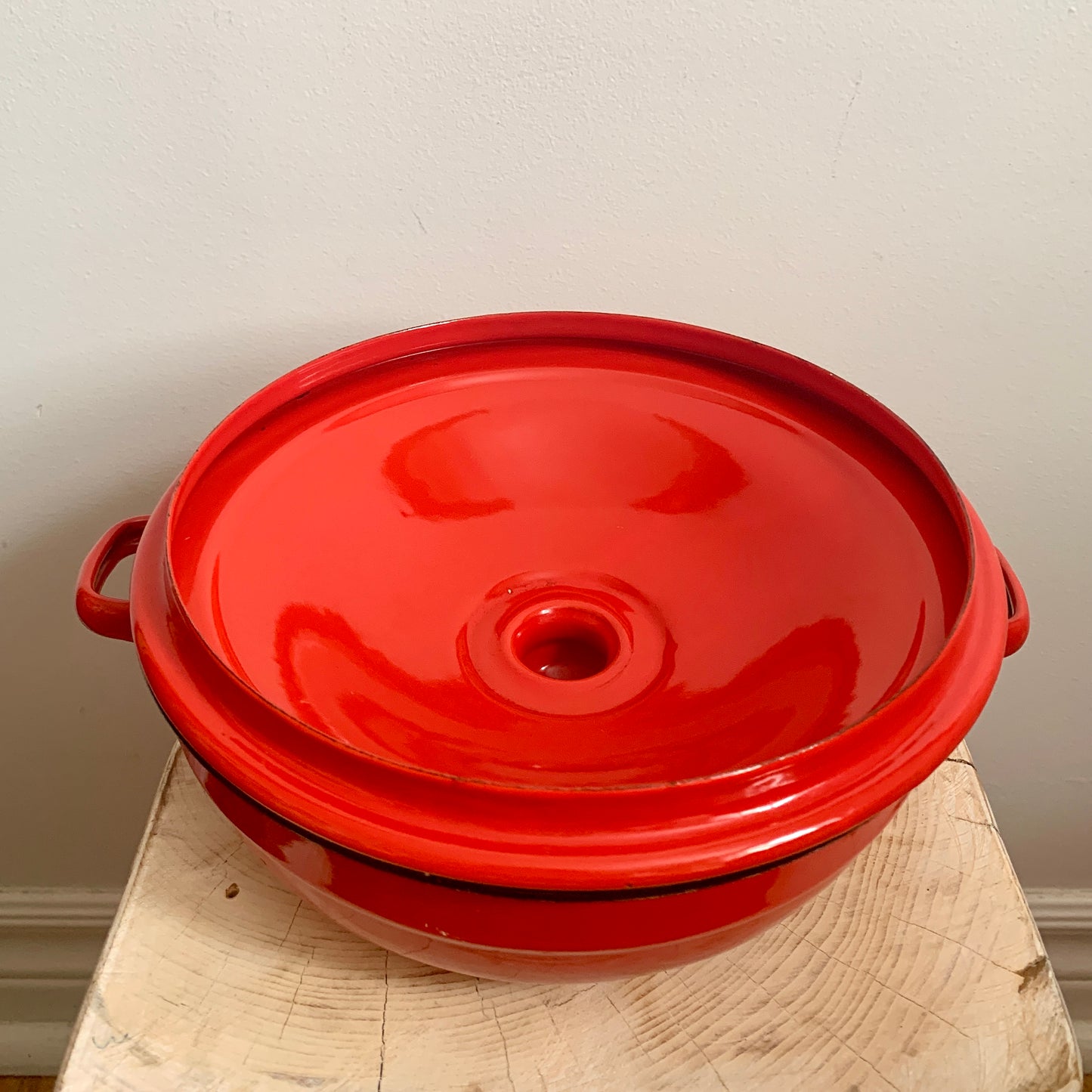 Vintage Enamel Serving Bowl with a Lid