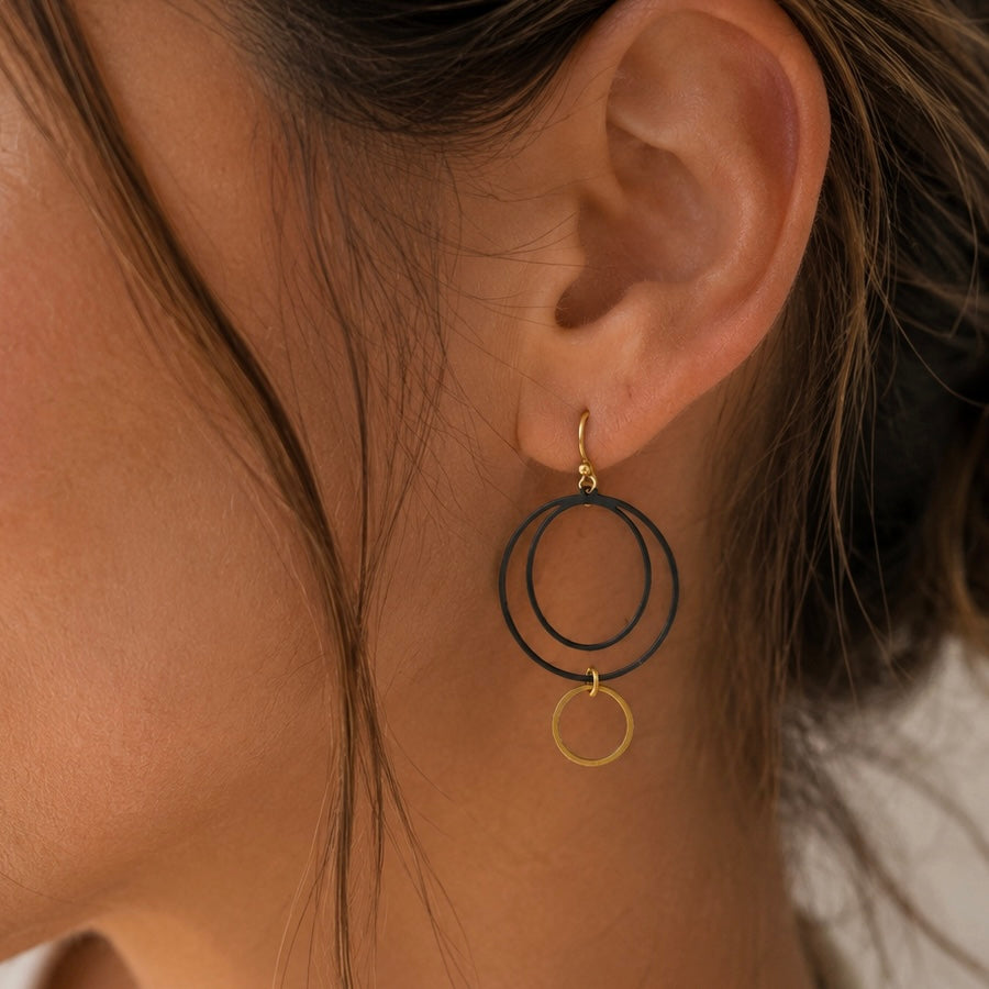 Brass/Oxidized Brass Earrings #17