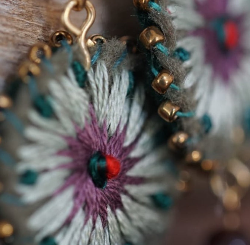 Dragon Embroidered Felt Earrings