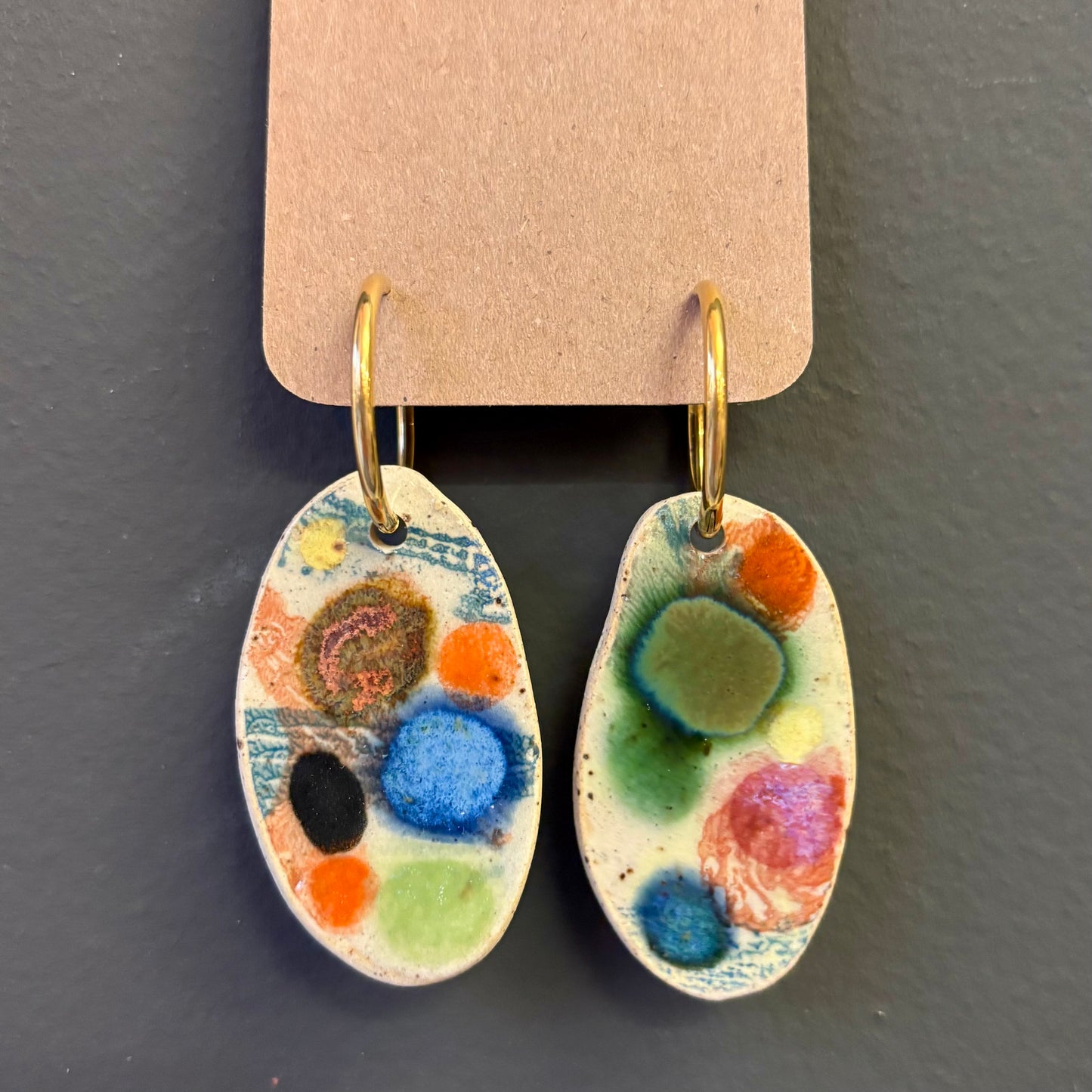 Oversized Porcelain Hoop Earrings - #13