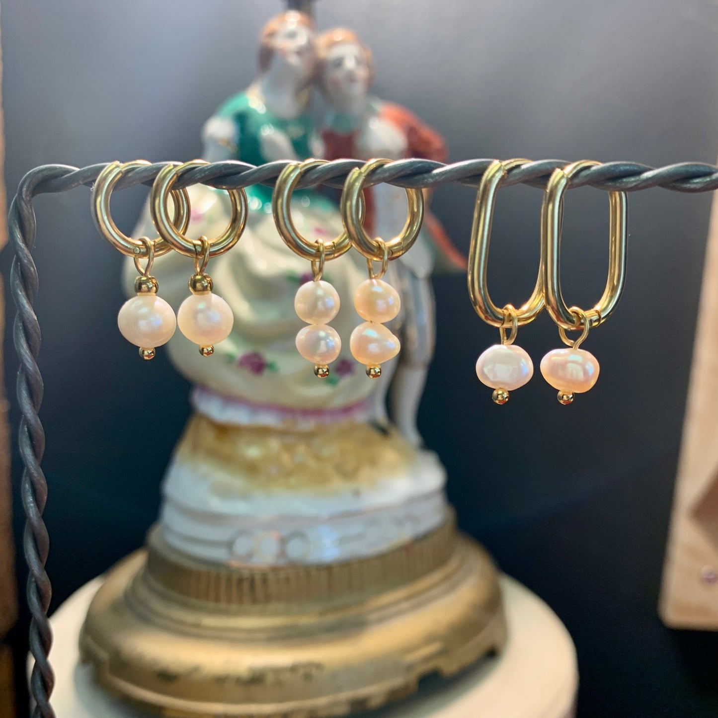 Small Hoop with Freshwater Pearl Charm