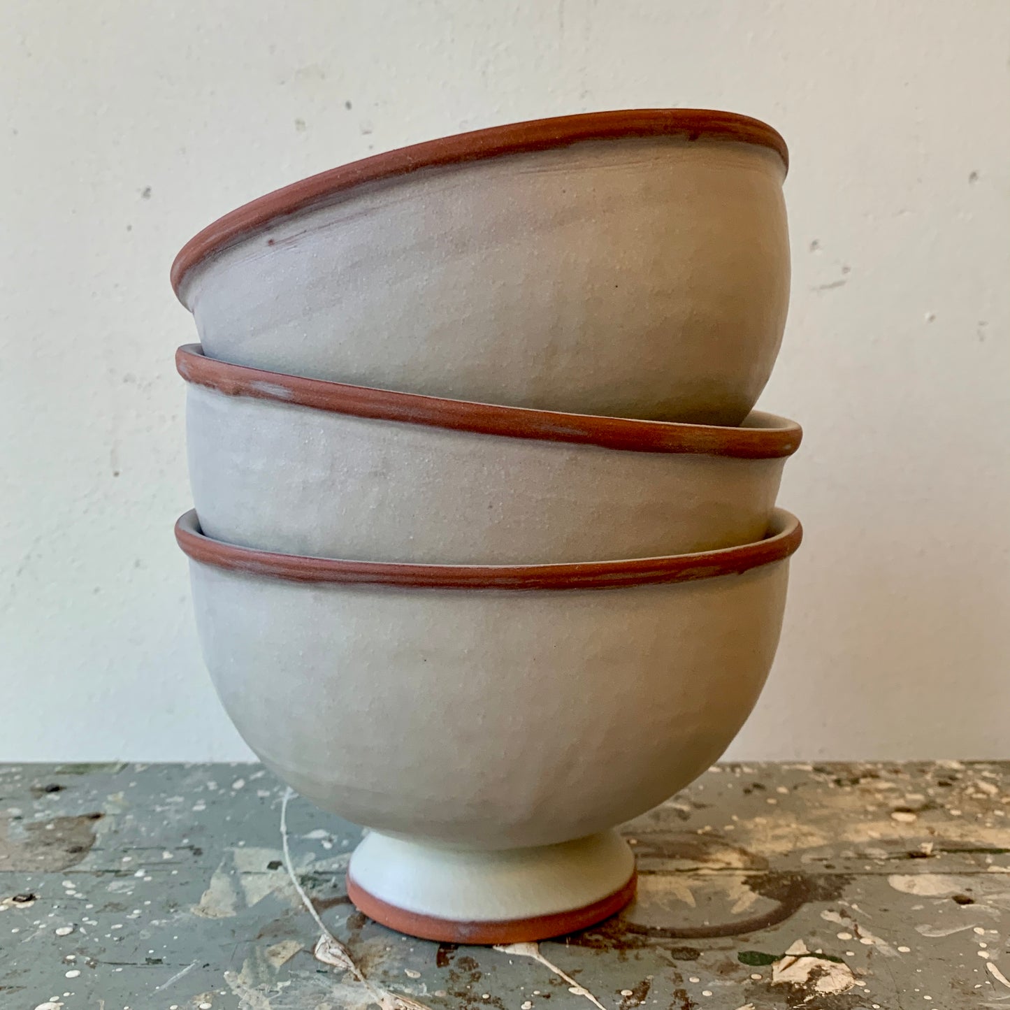 Rustic Footed Bowl - White