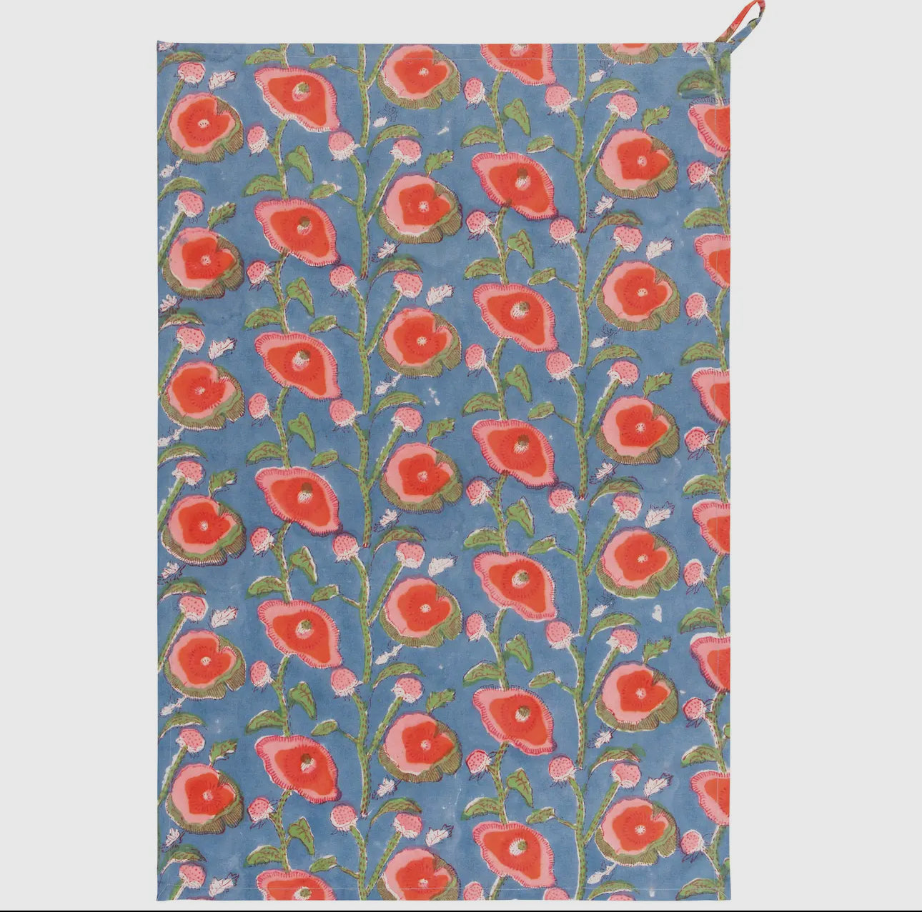 Poppy Block Printed Tea Towel