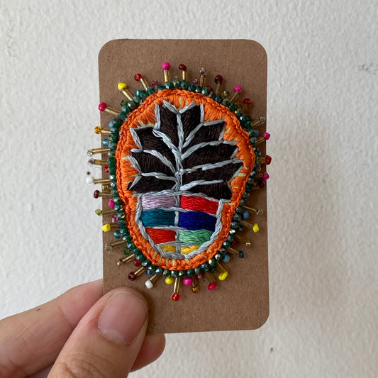 Embroidered/Beaded Brooch -  Pineapple