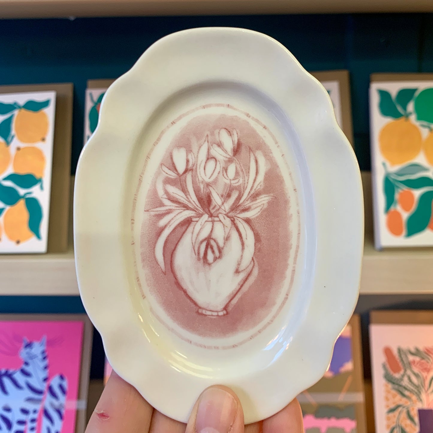 Scalloped Floral Plate - Pink
