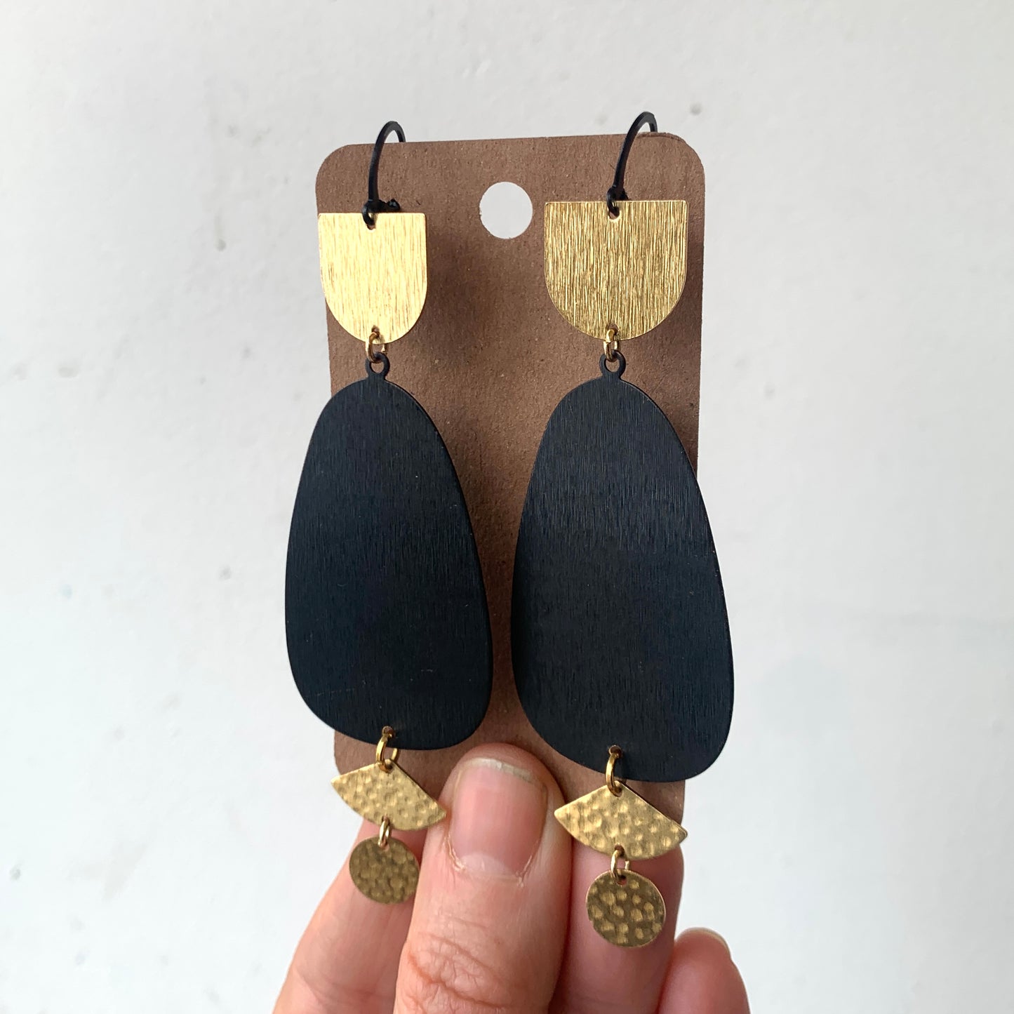 Brass/Oxidized Brass Earrings #11