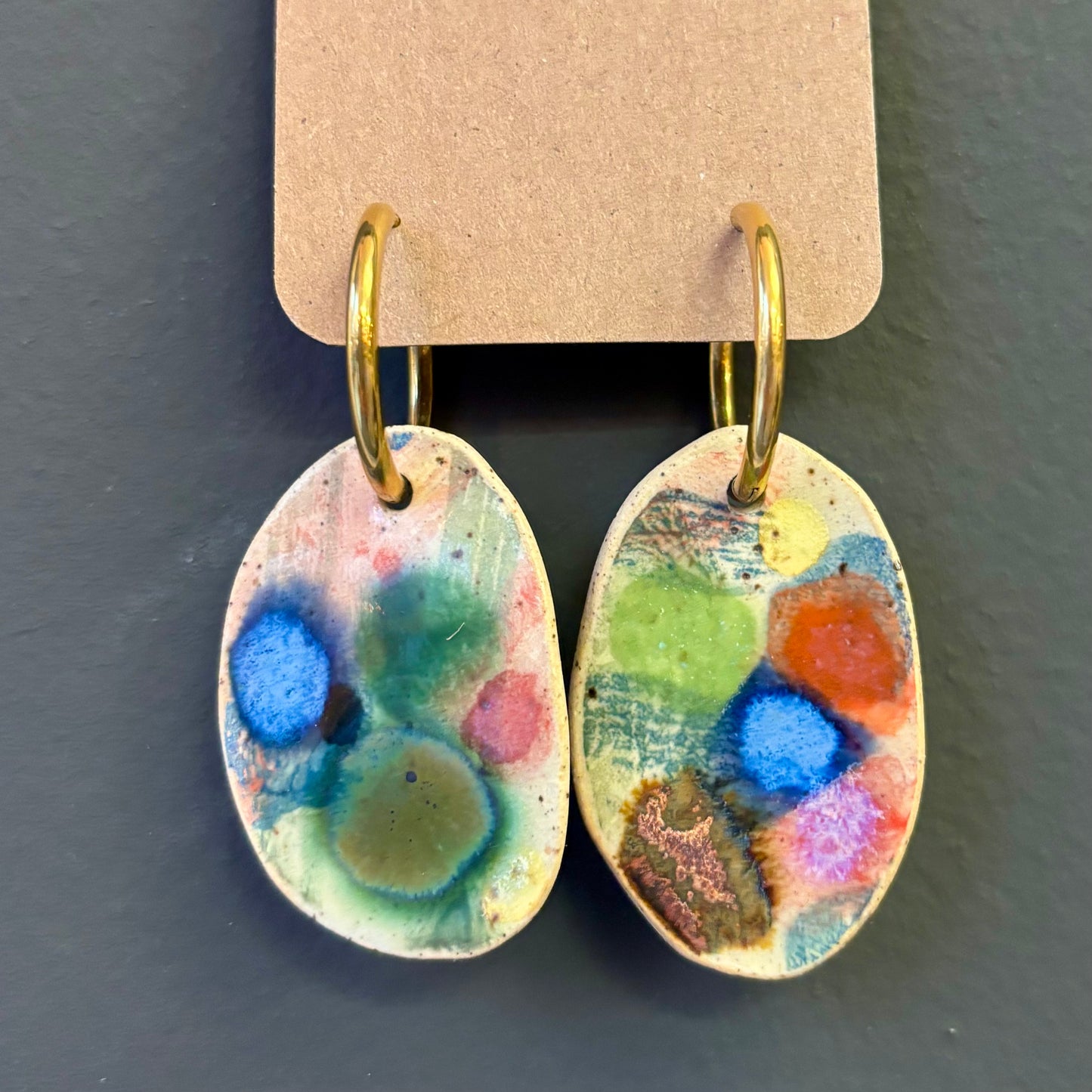 Oversized Porcelain Hoop Earrings - #11