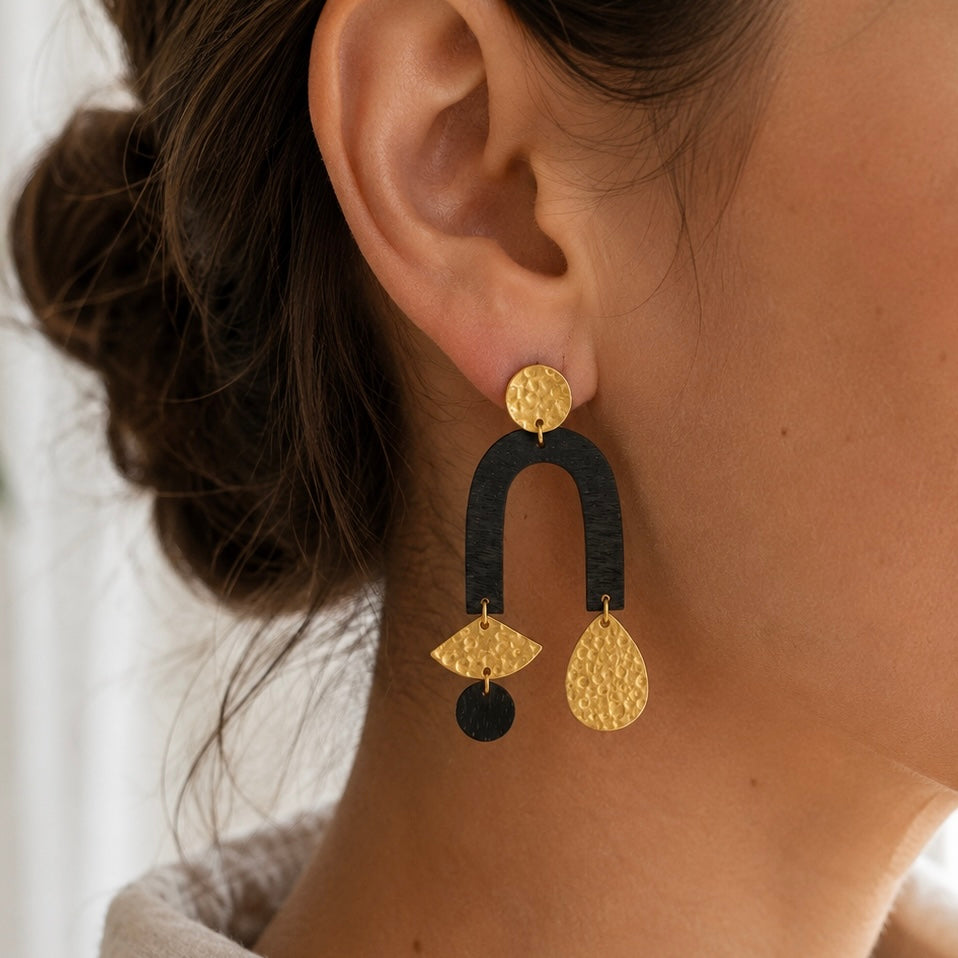 Brass/Oxidized Brass Earrings #12
