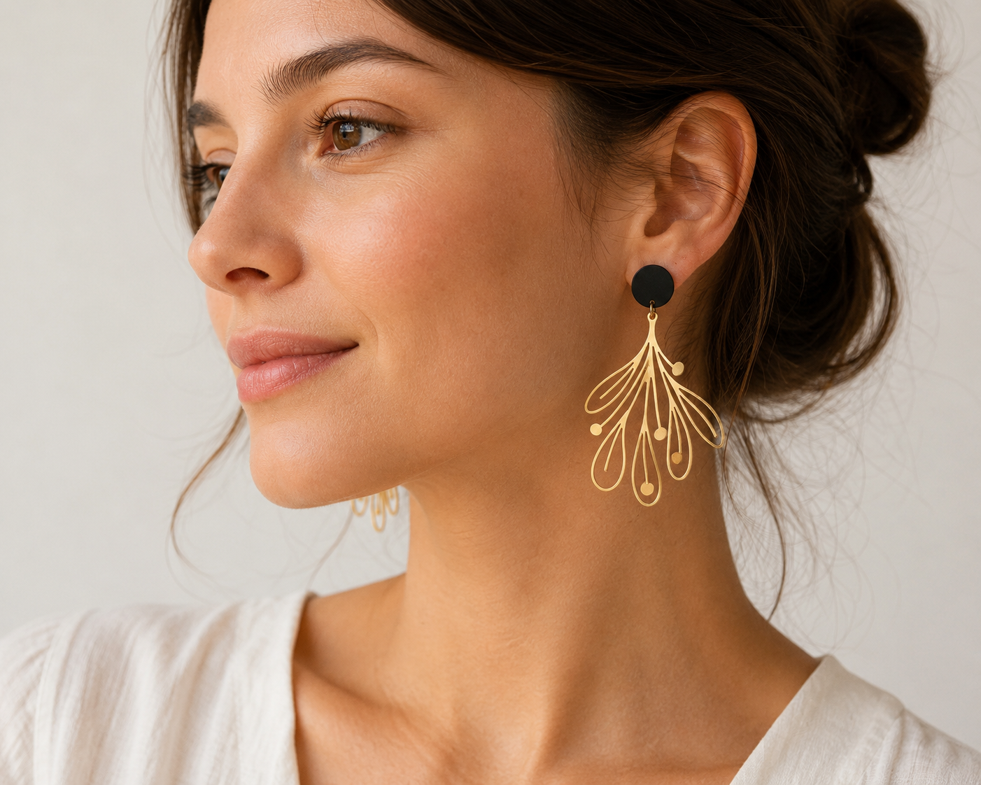 Brass Earrings - Floral#2