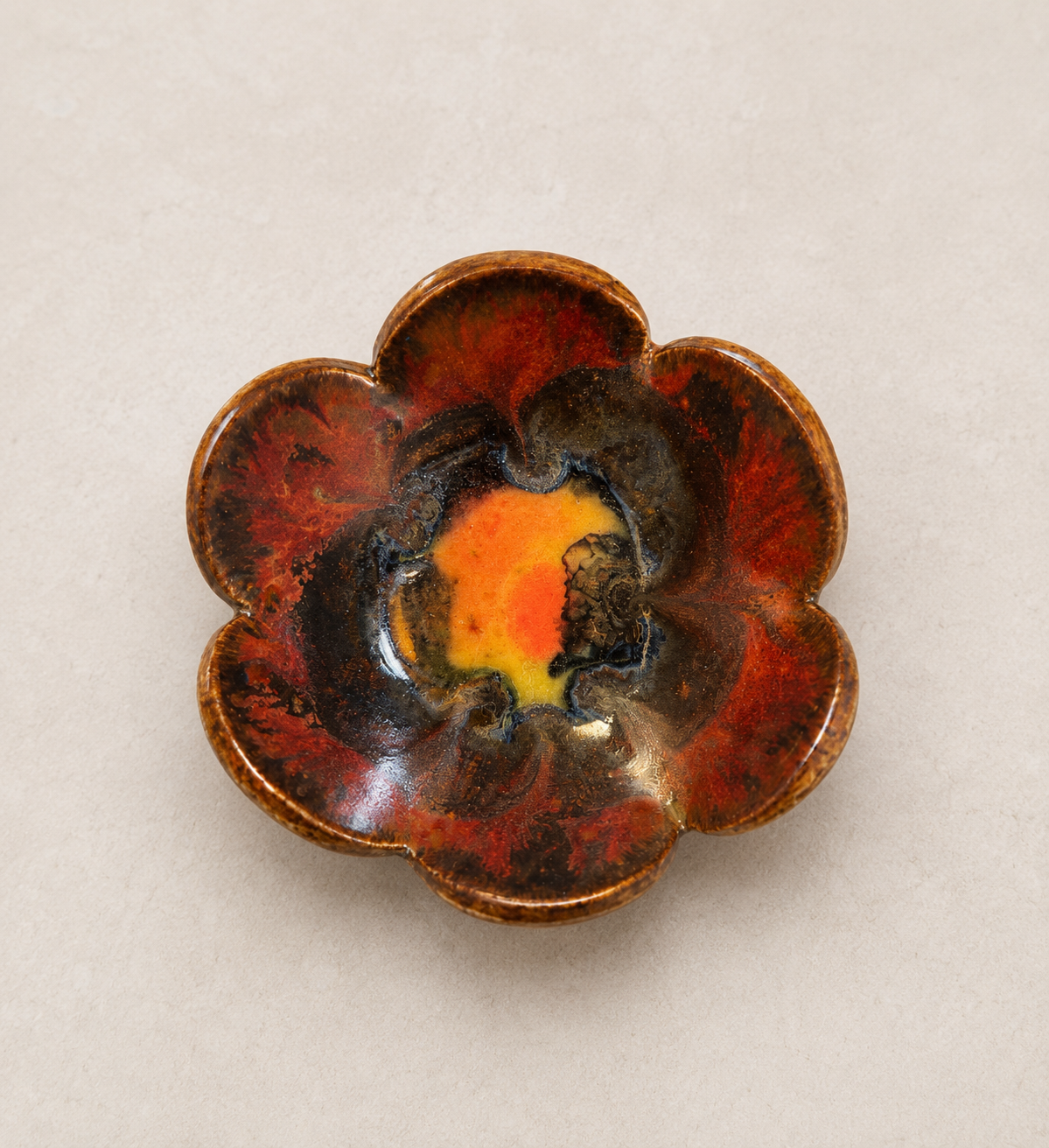 Floral Tealight/Trinket Dish - Lava