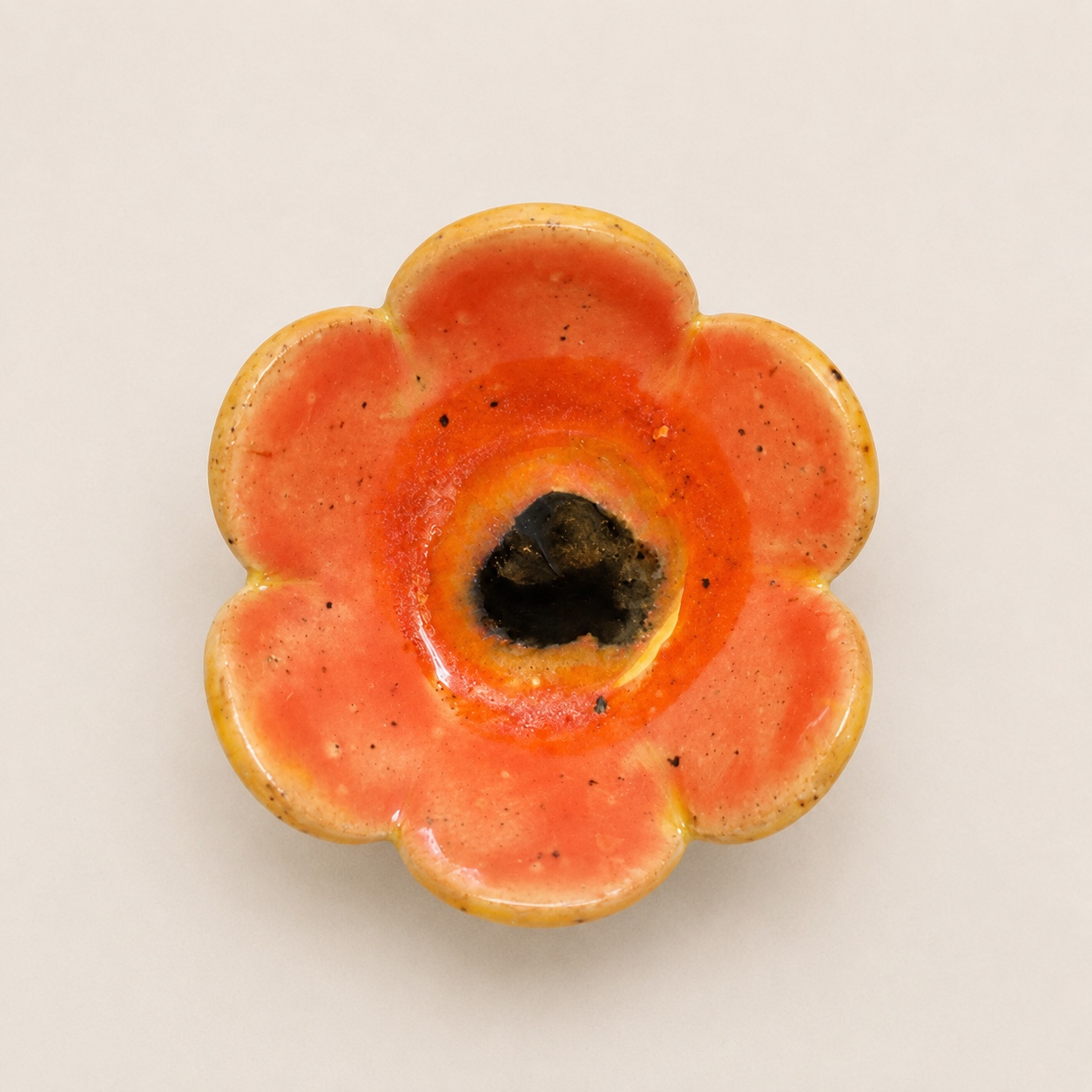 Floral Tealight/Trinket Dish - Tangerine