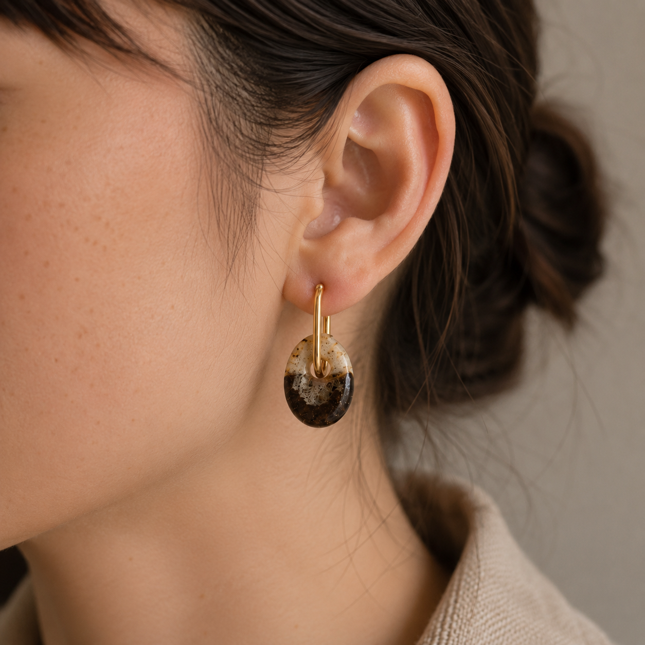 Moss & Stone Disc Hoop Earrings