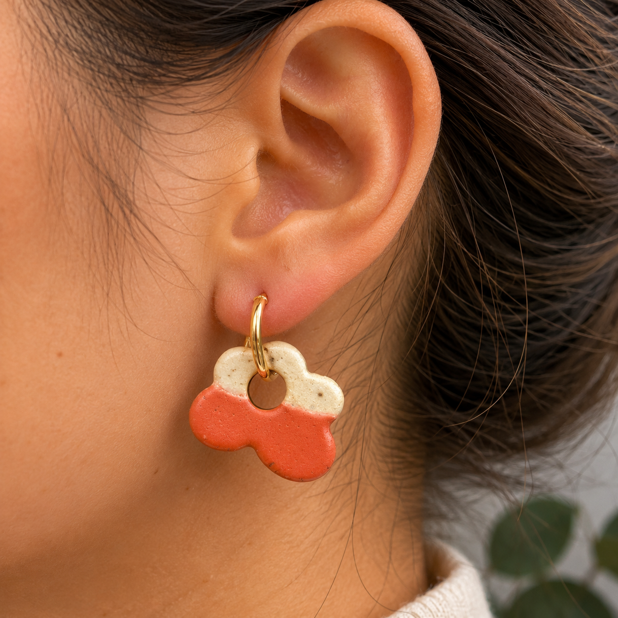 Floral Hoops - Coral/Cream