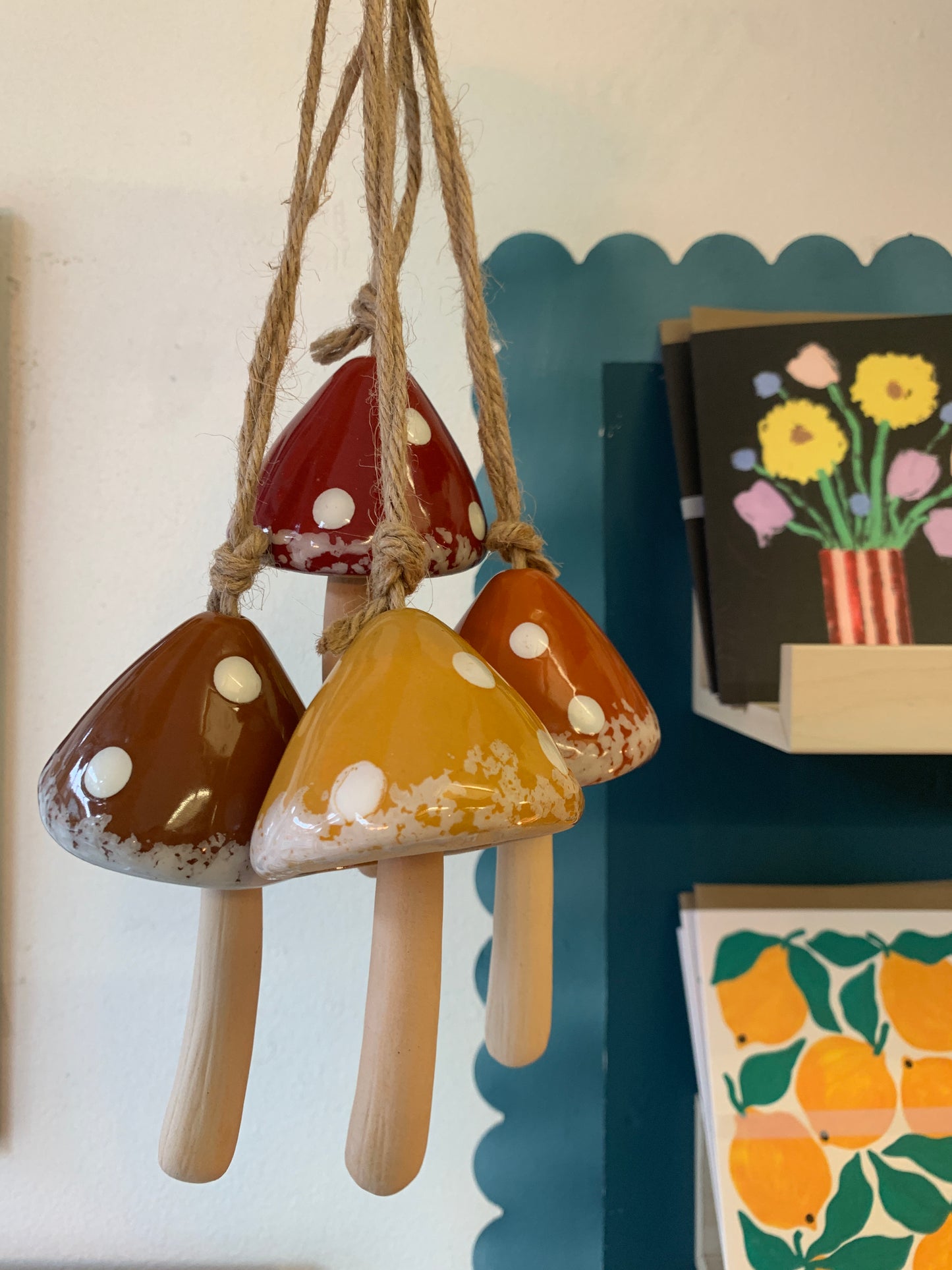 Mushroom Bell Ornament - Orange