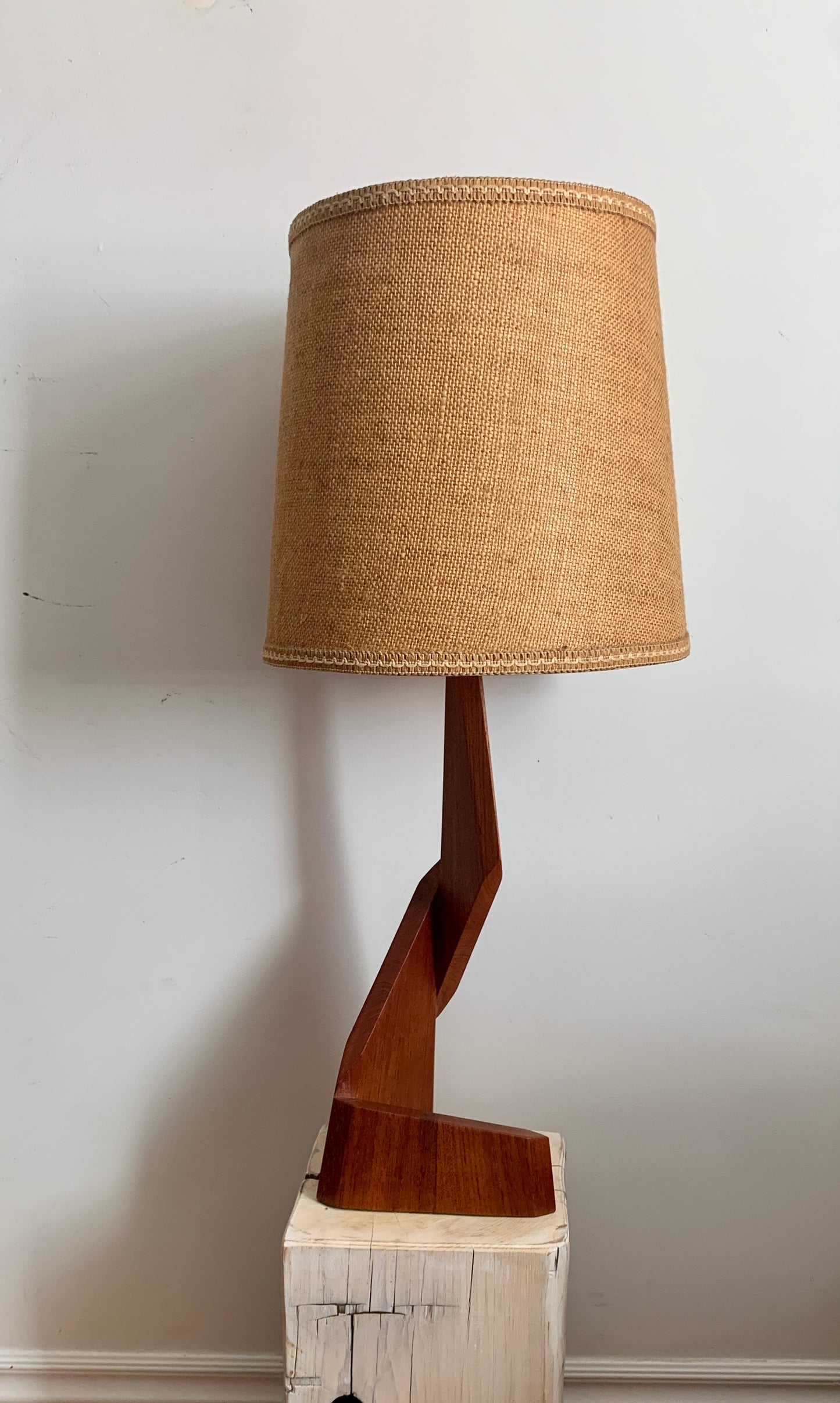 Mid Century Modern Teak Zig-Zag Lamp