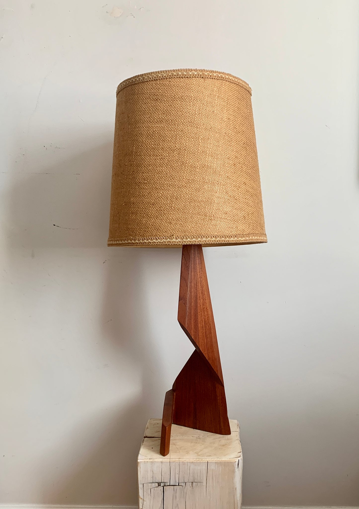 Mid Century Modern Teak Zig-Zag Lamp