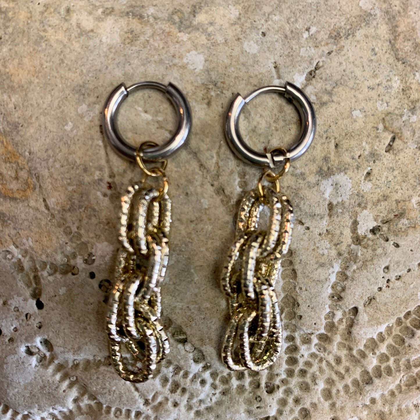 Small Hoop with Handmade Chain