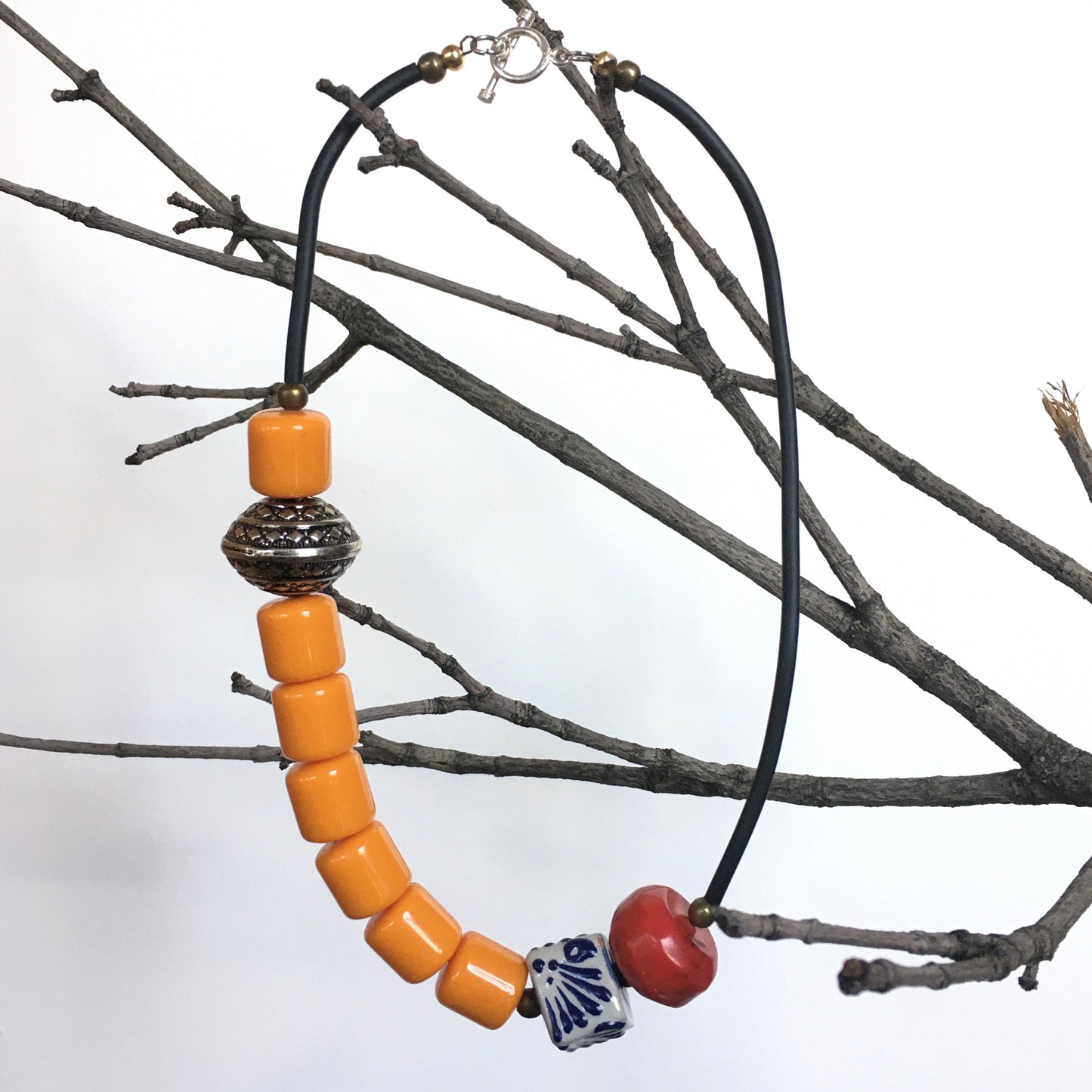 Asymmetrical Bead Necklace- Yellow