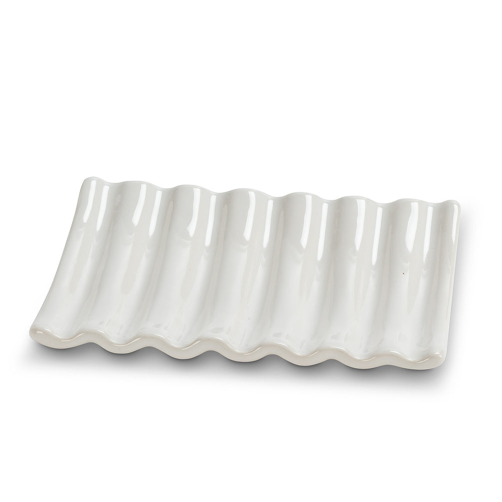 Ridged Soap Dish - White