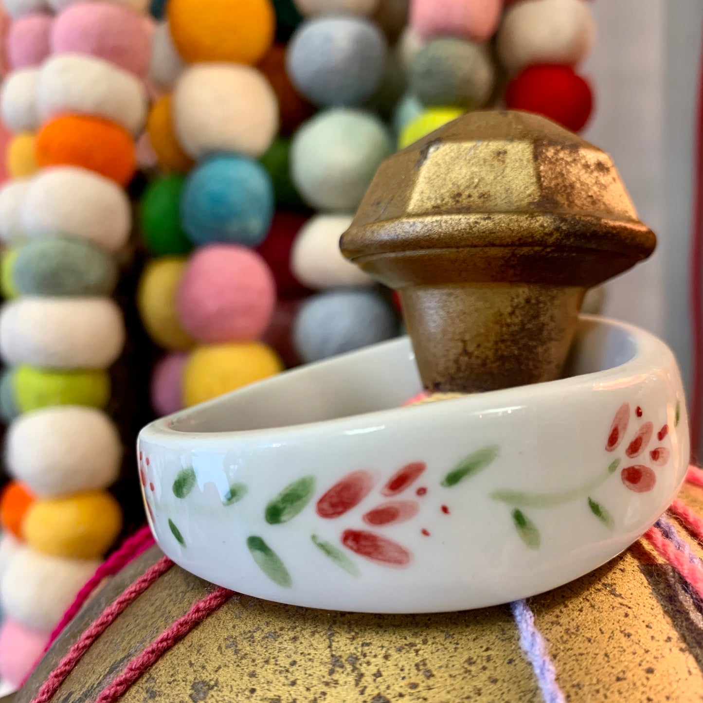 Hand Painted Porcelain Bangle - Floral