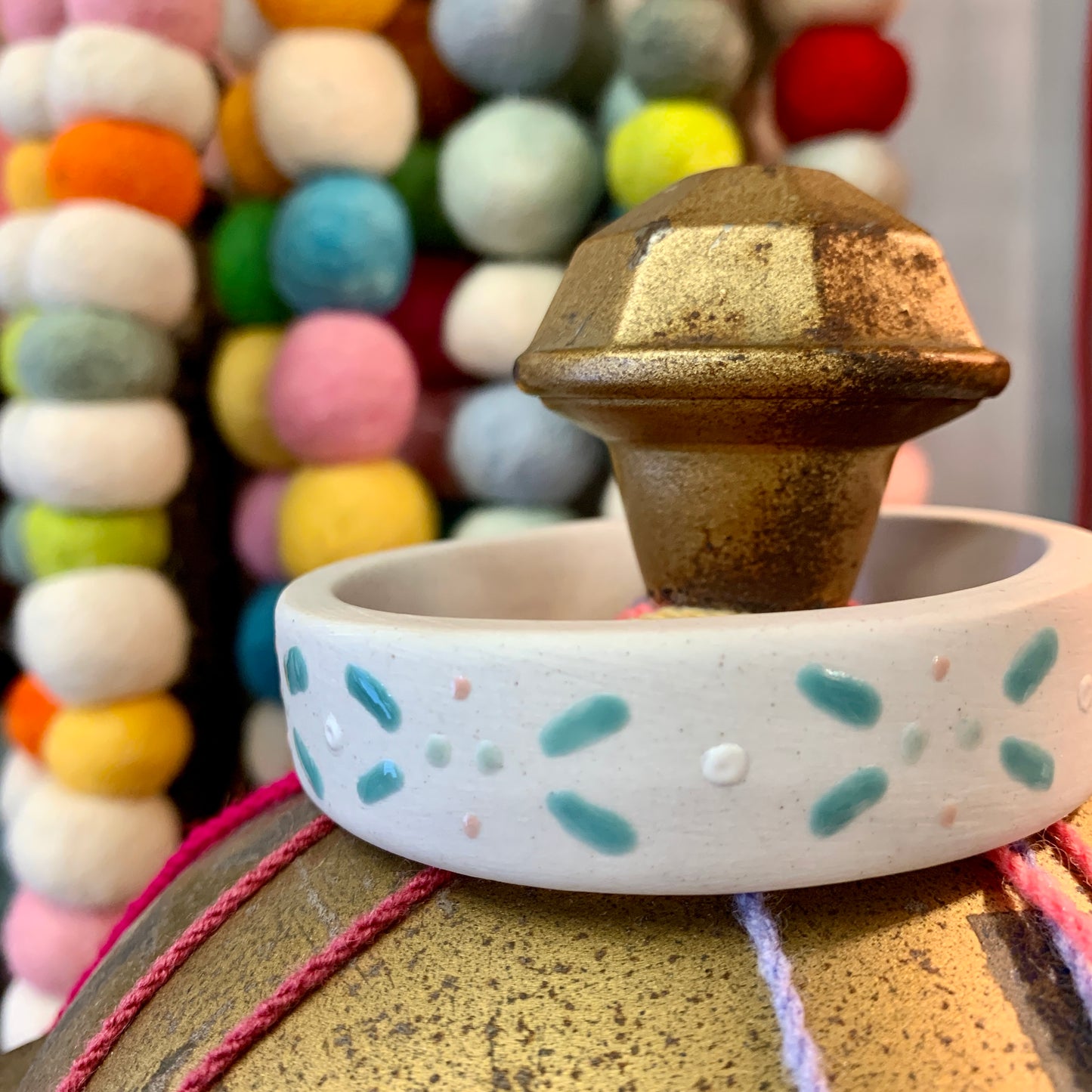 Hand Painted Porcelain Bangle - Geometric Design