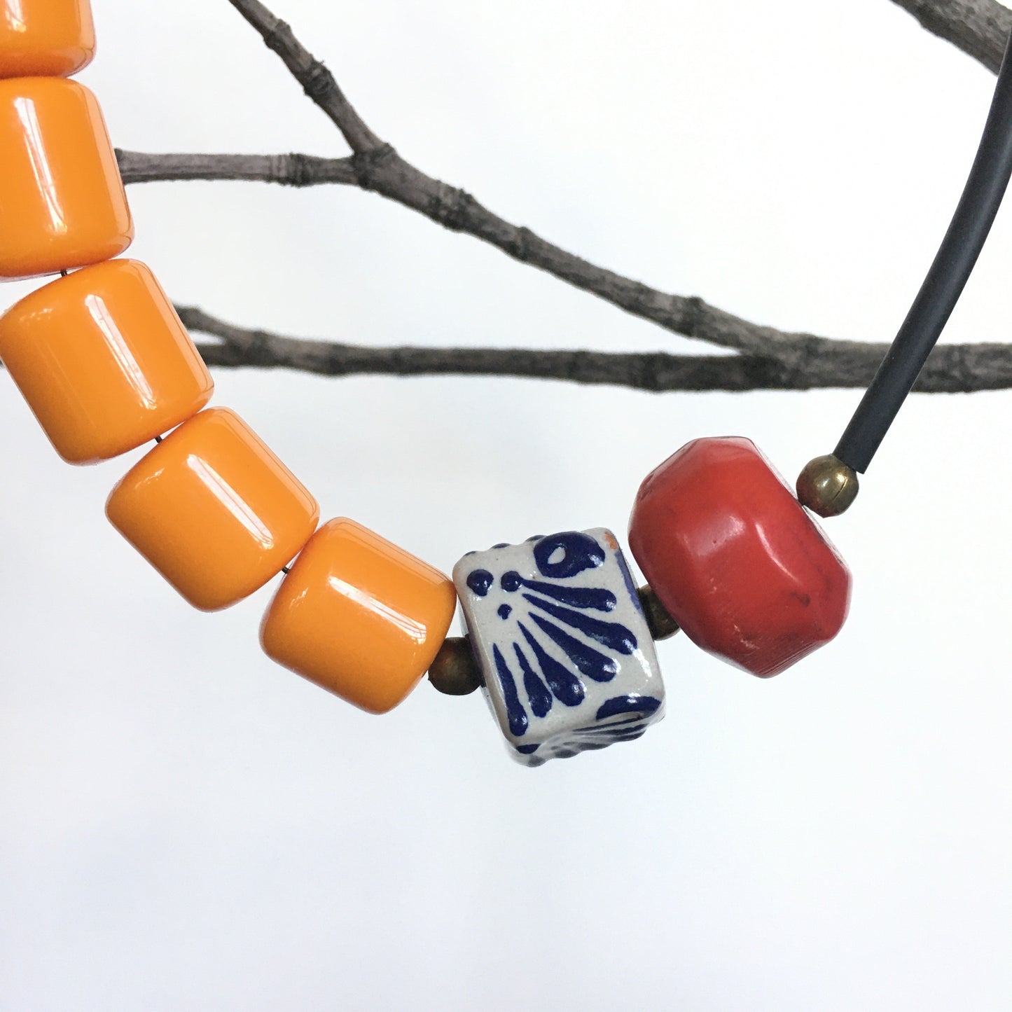 Asymmetrical Bead Necklace- Yellow