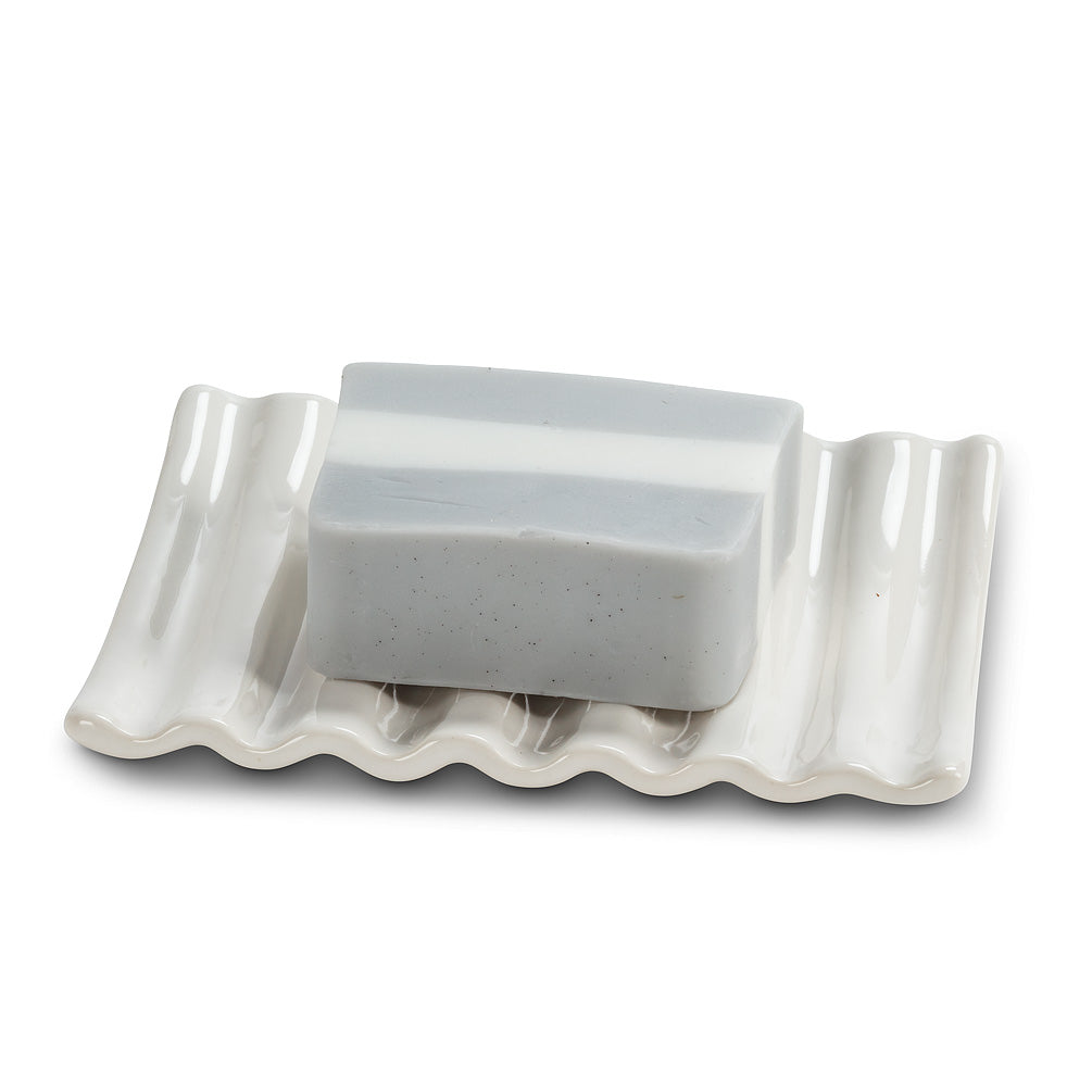 Ridged Soap Dish - White