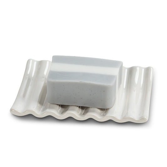 Ridged Soap Dish - White