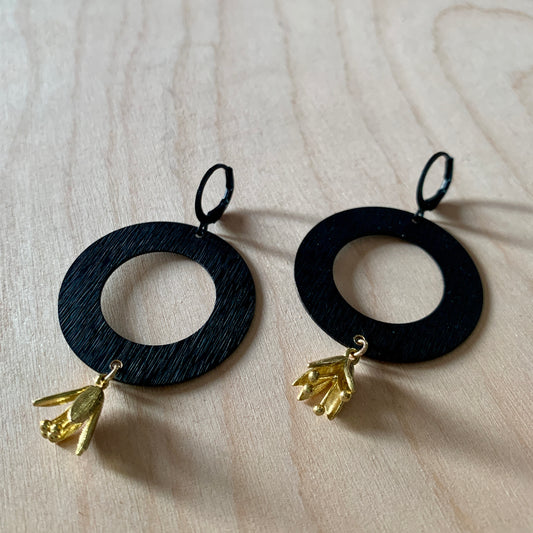 Brass/Oxidized Brass Earrings - #2