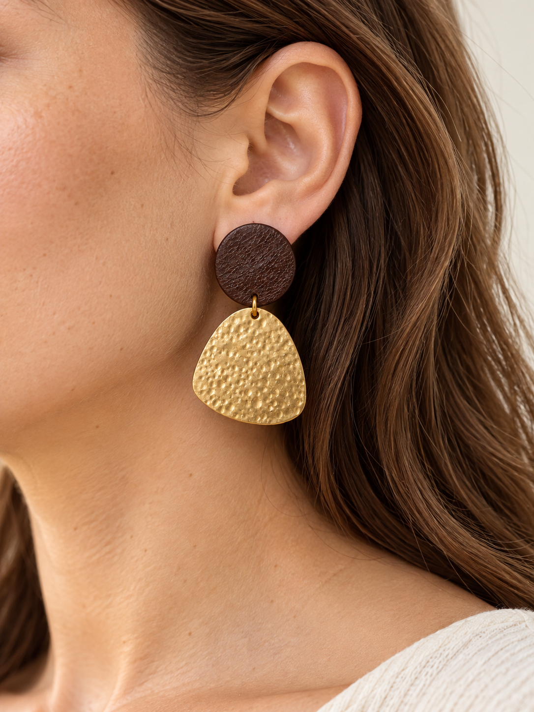 Sienna - Leather & Brass Earrings