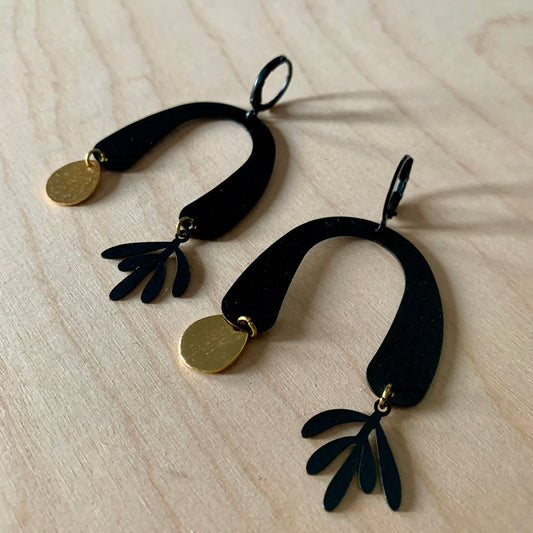 Brass/Oxidized Brass Earrings - #4