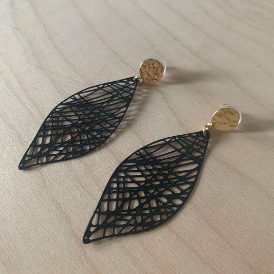 Brass Earrings - Abstract Leaf