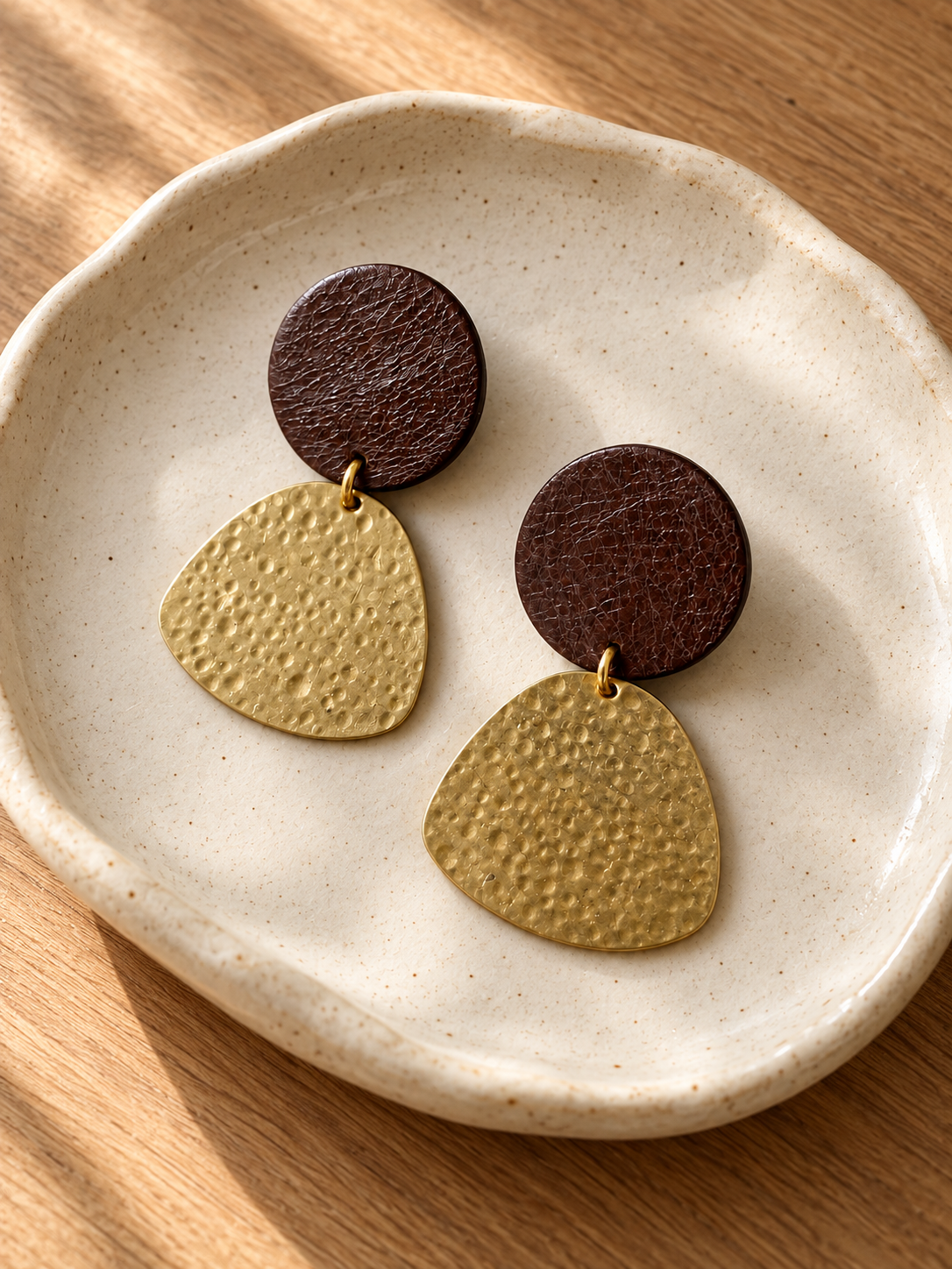 Sienna - Leather & Brass Earrings