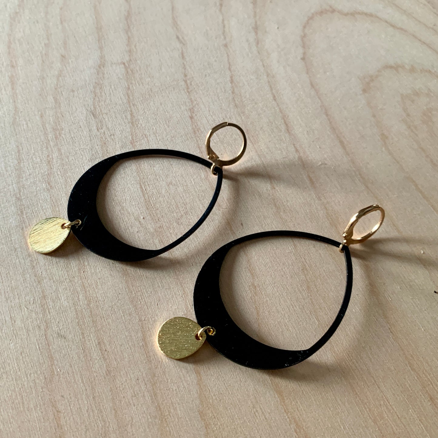 Brass/Oxidized Brass Earrings - #3