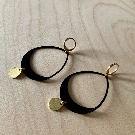 Brass/Oxidized Brass Earrings - #3