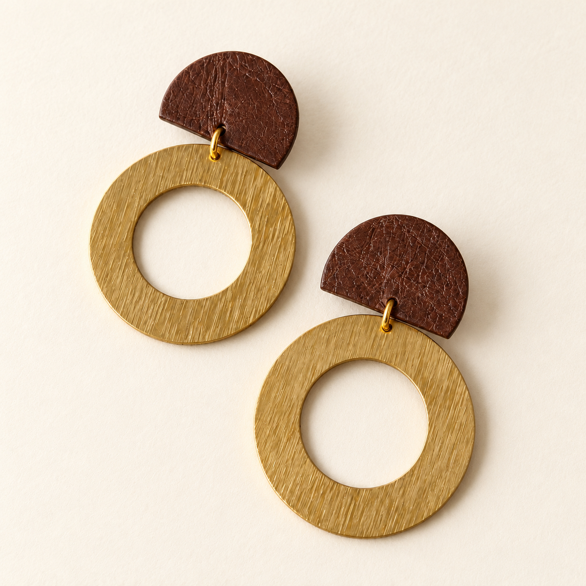 Romy - Leather & Brass Earrings