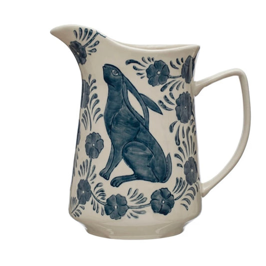 Stoneware Folk Art Pitcher