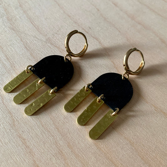 Brass/Oxidized Brass Earrings - #1