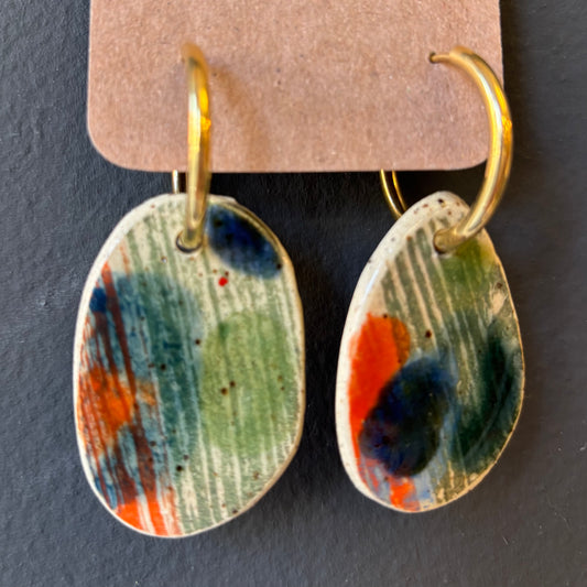 Oversized Porcelain Hoop Earrings - #9