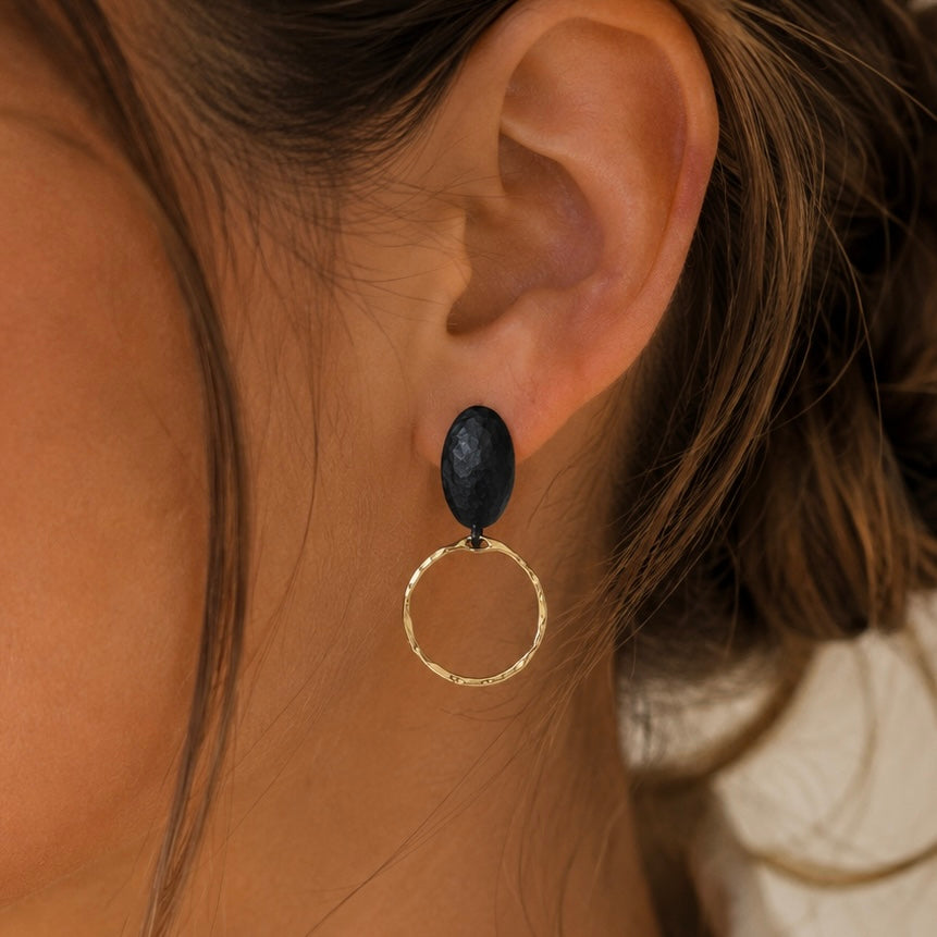 Brass/Oxidized Brass Earrings #16