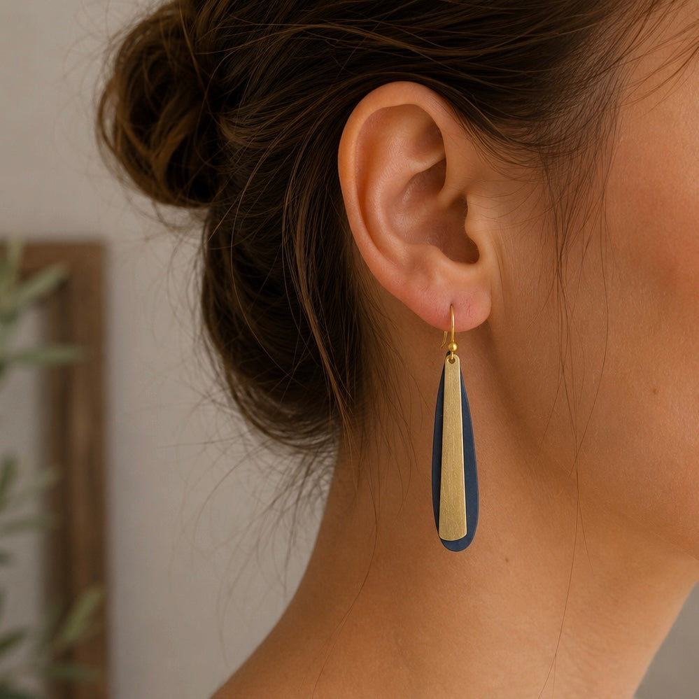 Brass/Oxidized Brass Earrings - #6